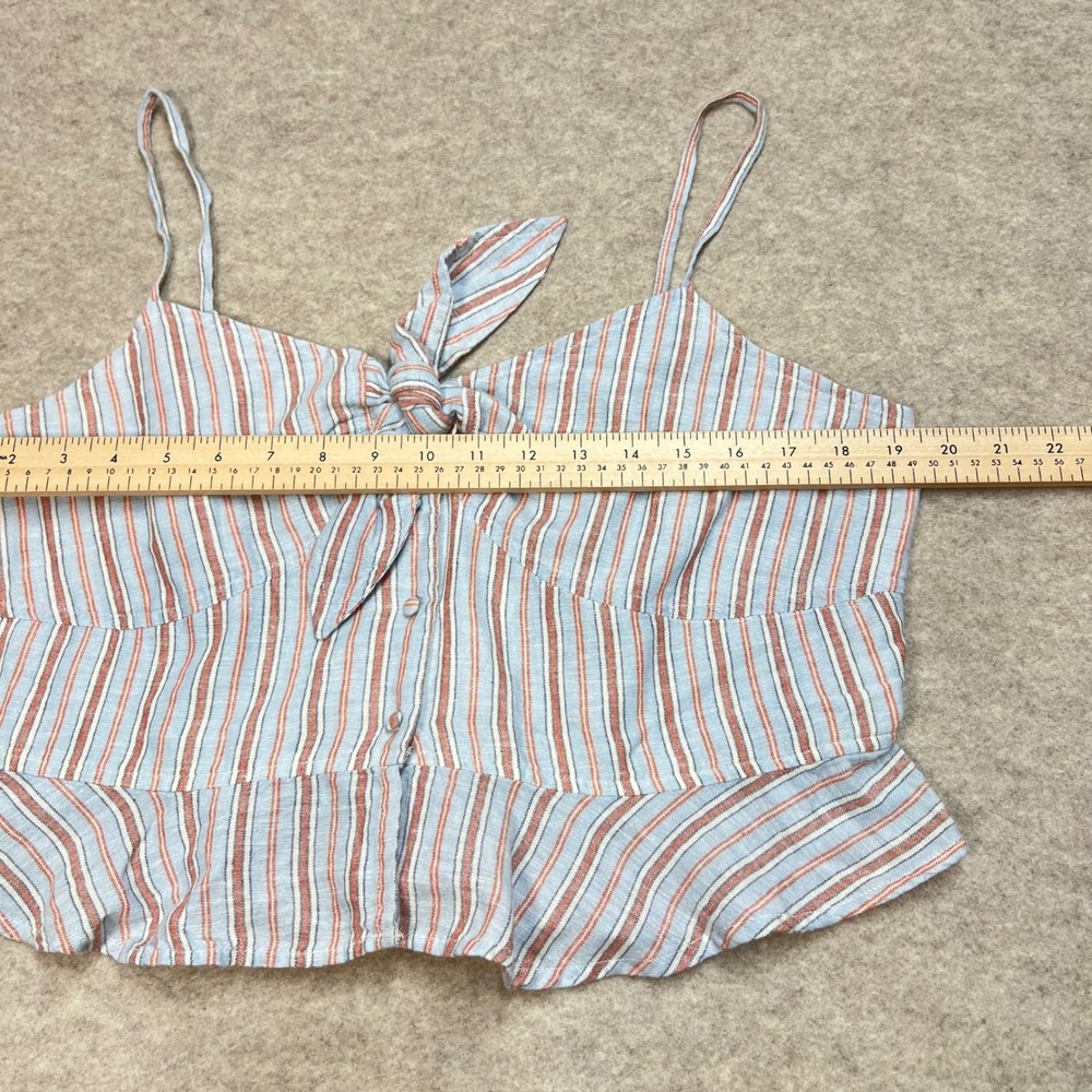 American Eagle Striped Tie Front Peplum Cami Crop Top Blue Orange XL NWT - Picture 5 of 6